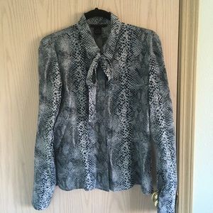 The Limited Silk Snakeskin Print Tie Neck Shirt M